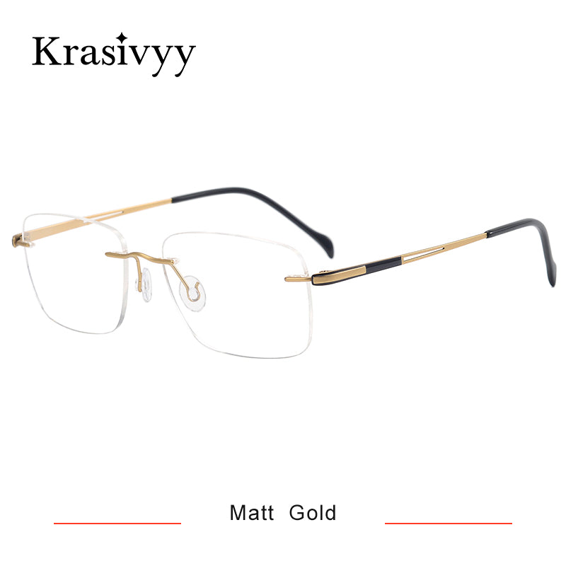 Krasivyy Square Rimless Glasses Frame Men Ultralight Myopia Prescription Eyeglasses Women 2023 Pure Titanium Optical Eyewear