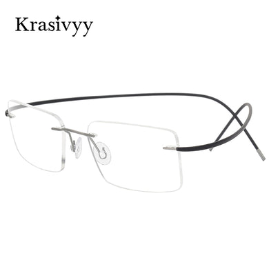 Krasivyy Square Rimless Glasses Frame Men Ultralight Myopia Prescription Eyeglasses Women Pure Titanium Optical Eyewear
