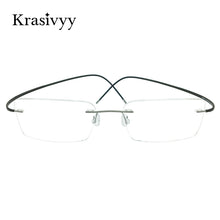 Load image into Gallery viewer, Krasivyy Square Rimless Glasses Frame Men Ultralight Myopia Prescription Eyeglasses Women Pure Titanium Optical Eyewear