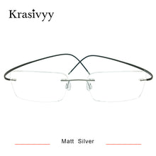 Load image into Gallery viewer, Krasivyy Square Rimless Glasses Frame Men Ultralight Myopia Prescription Eyeglasses Women Pure Titanium Optical Eyewear