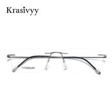 Carica l&#39;immagine nel visualizzatore di Gallery, Krasivyy Titanium Glasses Frame Men 2022  European Design Square Rimless Prescription Eyeglasses Eyewear Frame for Women