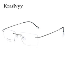 Carica l&#39;immagine nel visualizzatore di Gallery, Krasivyy Titanium Glasses Frame Men 2022  European Design Square Rimless Prescription Eyeglasses Eyewear Frame for Women