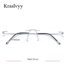 Carica l&#39;immagine nel visualizzatore di Gallery, Krasivyy Titanium Glasses Frame Men 2022  European Design Square Rimless Prescription Eyeglasses Eyewear Frame for Women