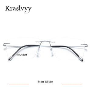 Krasivyy Titanium Glasses Frame Men 2022  European Design Square Rimless Prescription Eyeglasses Eyewear Frame for Women