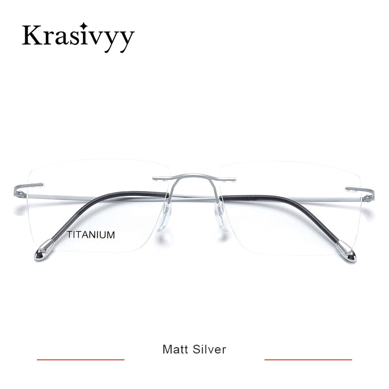 Krasivyy Titanium Glasses Frame Men 2022  European Design Square Rimless Prescription Eyeglasses Eyewear Frame for Women