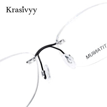 Carica l&#39;immagine nel visualizzatore di Gallery, Krasivyy Titanium Glasses Frame Men 2022  European Design Square Rimless Prescription Eyeglasses Eyewear Frame for Women