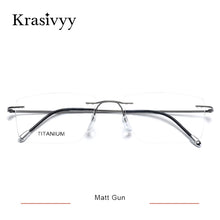 Carica l&#39;immagine nel visualizzatore di Gallery, Krasivyy Titanium Glasses Frame Men 2022  European Design Square Rimless Prescription Eyeglasses Eyewear Frame for Women