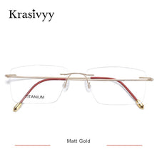 Carica l&#39;immagine nel visualizzatore di Gallery, Krasivyy Titanium Glasses Frame Men 2022  European Design Square Rimless Prescription Eyeglasses Eyewear Frame for Women