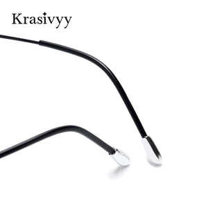 Krasivyy Titanium Glasses Frame Men 2022  European Design Square Rimless Prescription Eyeglasses Eyewear Frame for Women