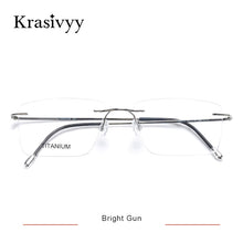 Carica l&#39;immagine nel visualizzatore di Gallery, Krasivyy Titanium Glasses Frame Men 2022  European Design Square Rimless Prescription Eyeglasses Eyewear Frame for Women