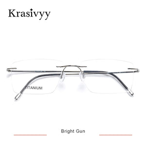 Krasivyy Titanium Glasses Frame Men 2022  European Design Square Rimless Prescription Eyeglasses Eyewear Frame for Women