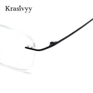 Krasivyy Titanium Glasses Frame Men 2022  European Design Square Rimless Prescription Eyeglasses Eyewear Frame for Women
