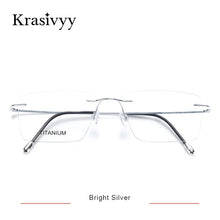 Carica l&#39;immagine nel visualizzatore di Gallery, Krasivyy Titanium Glasses Frame Men 2022  European Design Square Rimless Prescription Eyeglasses Eyewear Frame for Women