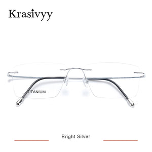 Krasivyy Titanium Glasses Frame Men 2022  European Design Square Rimless Prescription Eyeglasses Eyewear Frame for Women