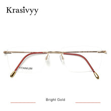 Carica l&#39;immagine nel visualizzatore di Gallery, Krasivyy Titanium Glasses Frame Men 2022  European Design Square Rimless Prescription Eyeglasses Eyewear Frame for Women
