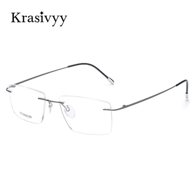 Krasivyy Titanium Glasses Frame Men 2023 European Design Square Rimless Prescription Eyeglasses Eyewear Frame for Women