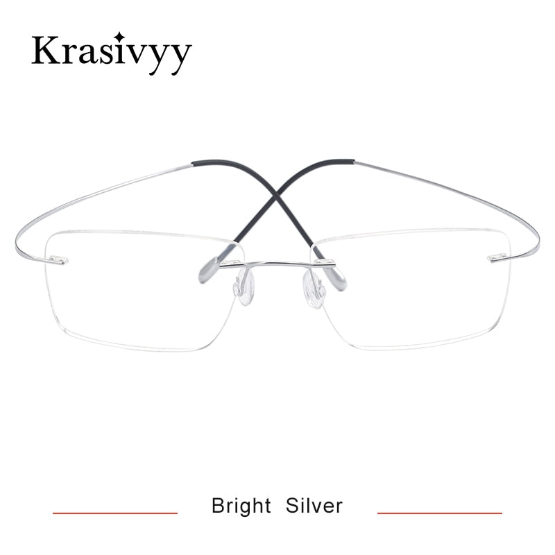 Krasivyy Ultralight Rimless Glasses Frame Men Pure Titanium Optical Prescription Eyeglasses Male 2023 Myopia Square Eyewear
