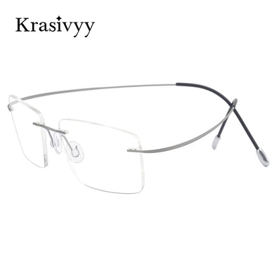 Krasivyy Ultralight Rimless Glasses Frame Men Pure Titanium Optical Prescription Eyeglasses Male 2023 Myopia Square Eyewear