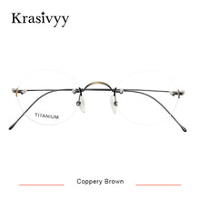 Carica l&#39;immagine nel visualizzatore di Gallery, Krasivyy Occhiali da vista senza montatura rotondi vintage da uomo B Design in titanio Occhiali da vista coreani europei da vista montatura per occhiali da donna 