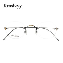 Carica l&#39;immagine nel visualizzatore di Gallery, Krasivyy Occhiali da vista senza montatura rotondi vintage da uomo B Design in titanio Occhiali da vista coreani europei da vista montatura per occhiali da donna 