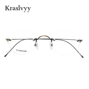 Krasivyy Occhiali da vista senza montatura rotondi vintage da uomo B Design in titanio Occhiali da vista coreani europei da vista montatura per occhiali da donna 