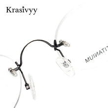 Carica l&#39;immagine nel visualizzatore di Gallery, Krasivyy Occhiali da vista senza montatura rotondi vintage da uomo B Design in titanio Occhiali da vista coreani europei da vista montatura per occhiali da donna 