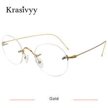 Carica l&#39;immagine nel visualizzatore di Gallery, Krasivyy Occhiali da vista senza montatura rotondi vintage da uomo B Design in titanio Occhiali da vista coreani europei da vista montatura per occhiali da donna 