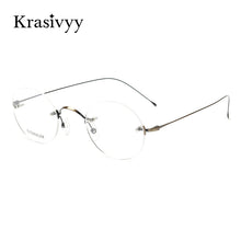 Carica l&#39;immagine nel visualizzatore di Gallery, Krasivyy Occhiali da vista senza montatura rotondi vintage da uomo B Design in titanio Occhiali da vista coreani europei da vista montatura per occhiali da donna 