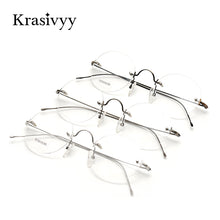 Load image into Gallery viewer, Krasivyy Vintage Round Rimless Glasses Frame Men Pure Titanium Optical Prescription Eyewear Women Frameless Eyeglasses Frame