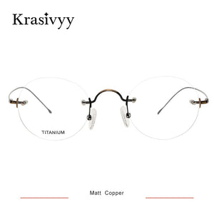 Vintage Round Rimless Glasses Frame Men Pure Titanium Optical Prescription Eyewear Women Frameless Eyeglasses Frame