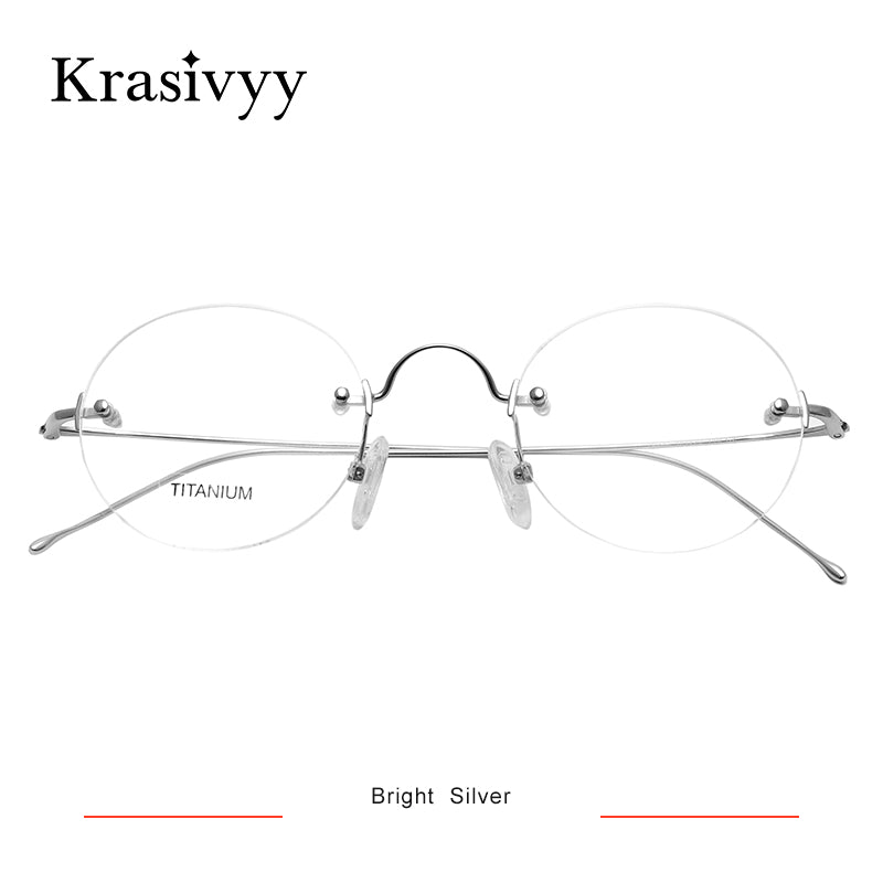Krasivyy Vintage Round Rimless Glasses Frame Men Pure Titanium Optical Prescription Eyewear Women Frameless Eyeglasses Frame