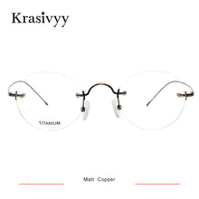 Load image into Gallery viewer, Krasivyy Vintage Round Rimless Glasses Frame Men Pure Titanium Optical Prescription Eyewear Women Frameless Eyeglasses Frame