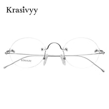 Load image into Gallery viewer, Krasivyy Vintage Round Rimless Glasses Frame Men Pure Titanium Optical Prescription Eyewear Women Frameless Eyeglasses Frame