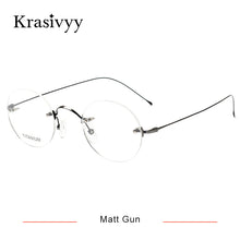 Load image into Gallery viewer, Krasivyy Vintage Round Rimless Glasses Frame Men Pure Titanium Optical Prescription Eyewear Women Frameless Eyeglasses Frame