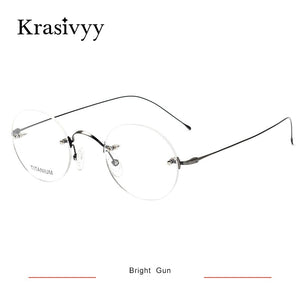 Vintage Round Rimless Glasses Frame Men Pure Titanium Optical Prescription Eyewear Women Frameless Eyeglasses Frame