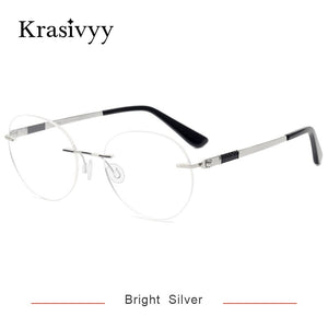 Krasivyy Vintage Round Rimless Glasses Frame Women B Titanium Myopia Optical Prescription Eyeglasses Men New Screwless Eyewear