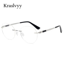 Load image into Gallery viewer, Krasivyy Vintage Round Rimless Glasses Frame Women B Titanium Myopia Optical Prescription Eyeglasses Men New Screwless Eyewear