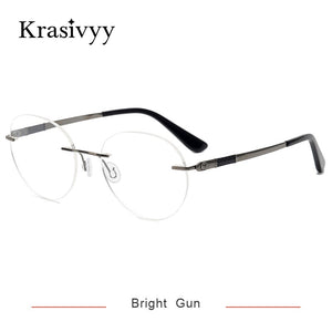 Krasivyy Vintage Round Rimless Glasses Frame Women B Titanium Myopia Optical Prescription Eyeglasses Men New Screwless Eyewear