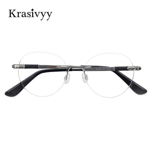 Krasivyy Vintage Round Rimless Glasses Frame Women B Titanium Myopia Optical Prescription Eyeglasses Men New Screwless Eyewear