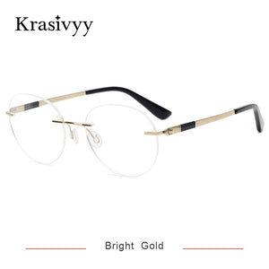 Krasivyy Vintage Round Rimless Glasses Frame Women B Titanium Myopia Optical Prescription Eyeglasses Men New Screwless Eyewear