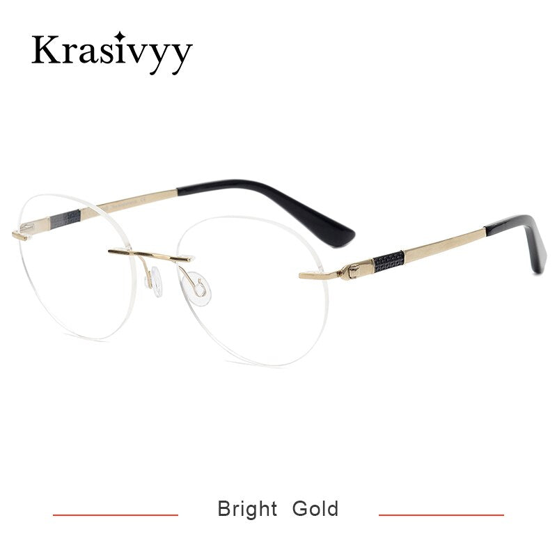 Krasivyy Vintage Round Rimless Glasses Frame Women B Titanium Myopia Optical Prescription Eyeglasses Men New Screwless Eyewear