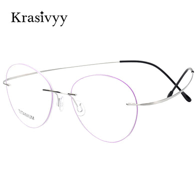 Krasivyy Vintage Round Rimless Glasses Frame Women Brand Designer Ultralight Pure Titanium Myopia Optical Prescription Eyewear