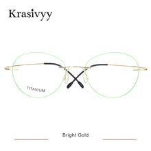 Load image into Gallery viewer, Krasivyy Vintage Round Rimless Glasses Frame Women Brand Designer Ultralight Pure Titanium Myopia Optical Prescription Eyewear