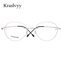Load image into Gallery viewer, Krasivyy Vintage Round Rimless Glasses Frame Women Brand Designer Ultralight Pure Titanium Myopia Optical Prescription Eyewear