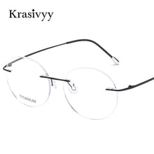Load image into Gallery viewer, Krasivyy Vintage Round Rimless Glasses Frames Men Ultralight Folding Prescription Eyeglasses Classic Pure Titanium Eyewear Women
