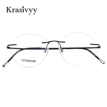 Load image into Gallery viewer, Krasivyy Vintage Round Rimless Glasses Frames Men Ultralight Folding Prescription Eyeglasses Classic Pure Titanium Eyewear Women