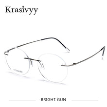 Load image into Gallery viewer, Krasivyy Vintage Round Rimless Glasses Frames Men Ultralight Folding Prescription Eyeglasses Classic Pure Titanium Eyewear Women