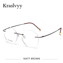Load image into Gallery viewer, Krasivyy Vintage Round Rimless Glasses Frames Men Ultralight Folding Prescription Eyeglasses Classic Pure Titanium Eyewear Women