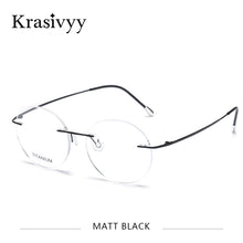 Load image into Gallery viewer, Krasivyy Vintage Round Rimless Glasses Frames Men Ultralight Folding Prescription Eyeglasses Classic Pure Titanium Eyewear Women
