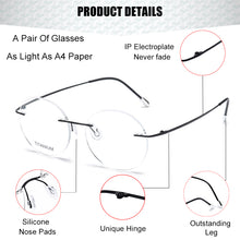 Load image into Gallery viewer, Krasivyy Vintage Round Rimless Glasses Frames Men Ultralight Folding Prescription Eyeglasses Classic Pure Titanium Eyewear Women